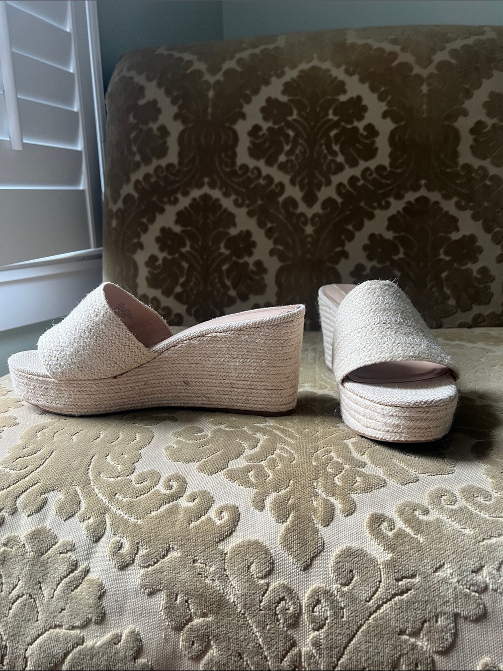 Copper Key Cream Espadrille Wedge Slide Sandals
